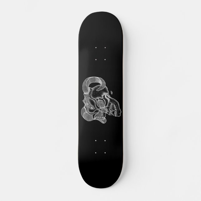Skateboard Skull Devil Head Black and White Design (Anverso)