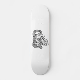 Skateboard Skull Devil Head Black and White Design