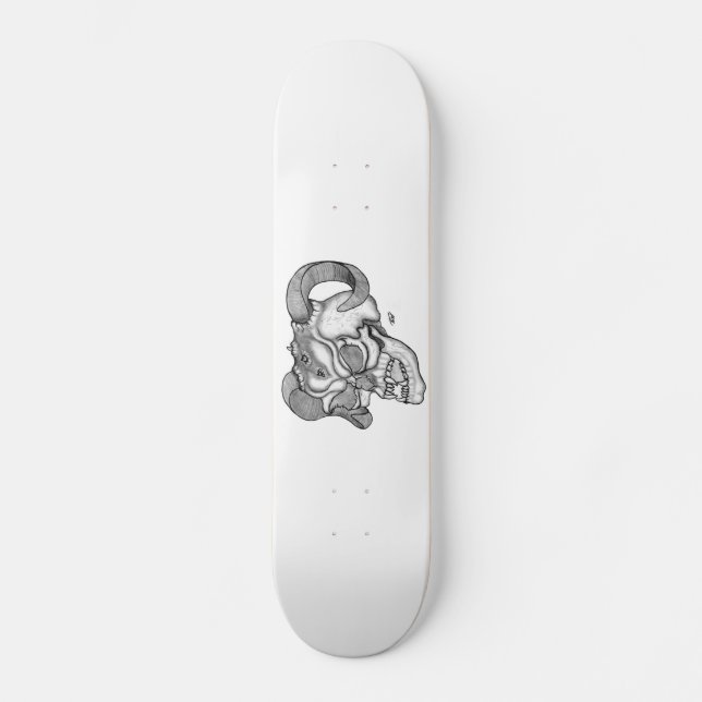 Skateboard Skull Devil Head Black and White Design (Anverso)