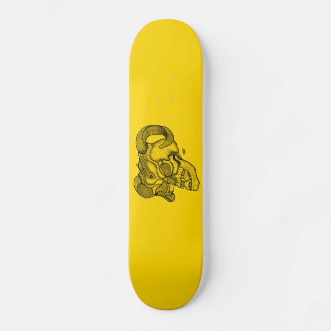 Skateboard Skull Devil Head Black and Yellow Design (Anverso)