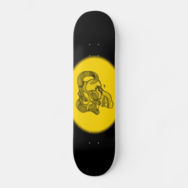 Skateboard Skull Devil Head Black and Yellow Design (Anverso)