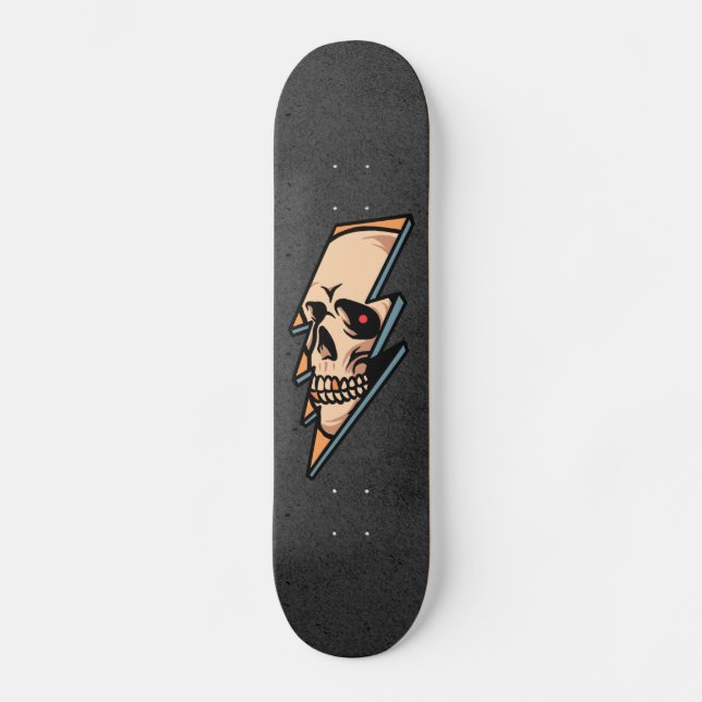 Skateboard Skull Gótico Lightning Skeleton Head Guay de moda (Anverso)