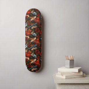 Skateboard Skull Gun y Rosas Graffiti
