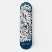 skateboard Skull Monograma Skeleton Blue Anchor