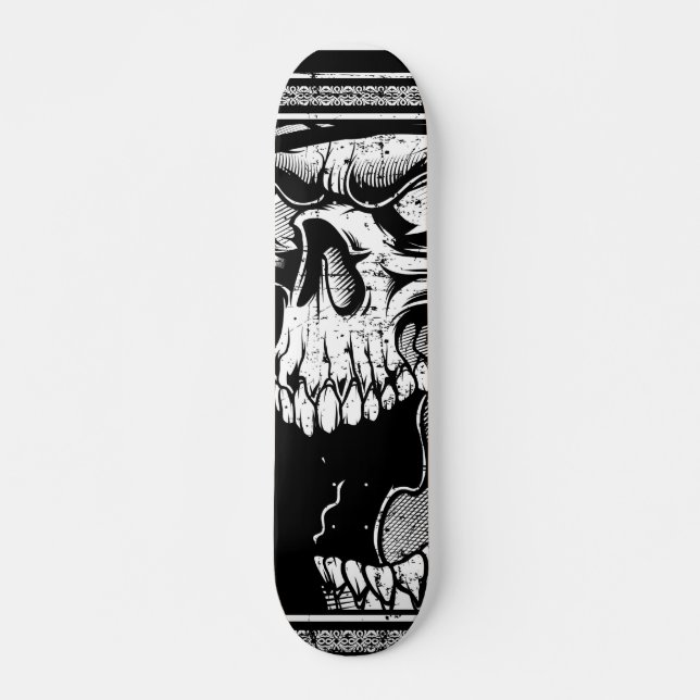 Skateboard Skull negro y blanco (Anverso )
