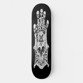 skateboard Skull plano de tinta blanca y negra