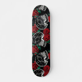 Skateboard Skull Red Rose | Distressed Modern Gothic Glam