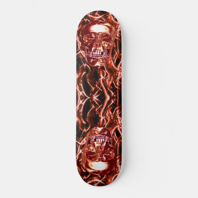 Skateboard Skulls de cromados rojos (Anverso)