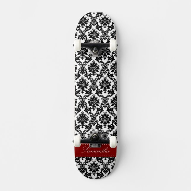 Skateboard Skyboard Black Damask Lace Broquade Old School (Anverso)