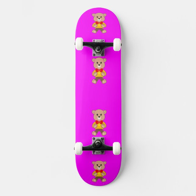Skateboard Skyboard Cute Pink Teddy Bear (Anverso)