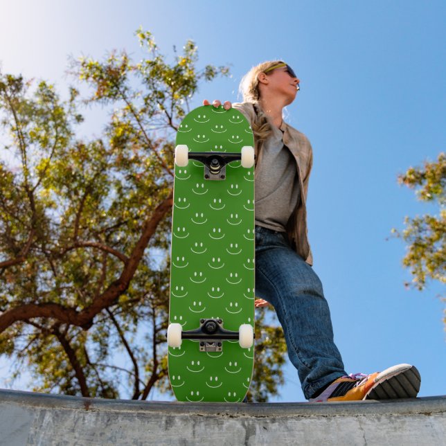 Skateboard Skyboard del patrón de sonrisa verde (Exterior 1)