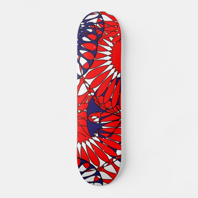 Skateboard Skyboard del patrón Retro Rojo Azul (Anverso)