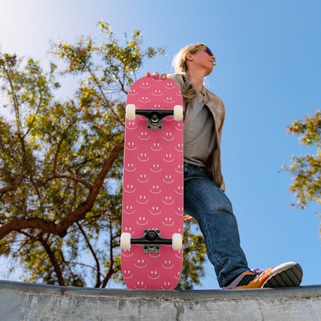 Skateboard Skyboard del patrón sonrisa rosa (Exterior 1)