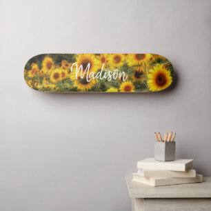 Skateboard Skyboard fotográfico de campo girasol personalizad