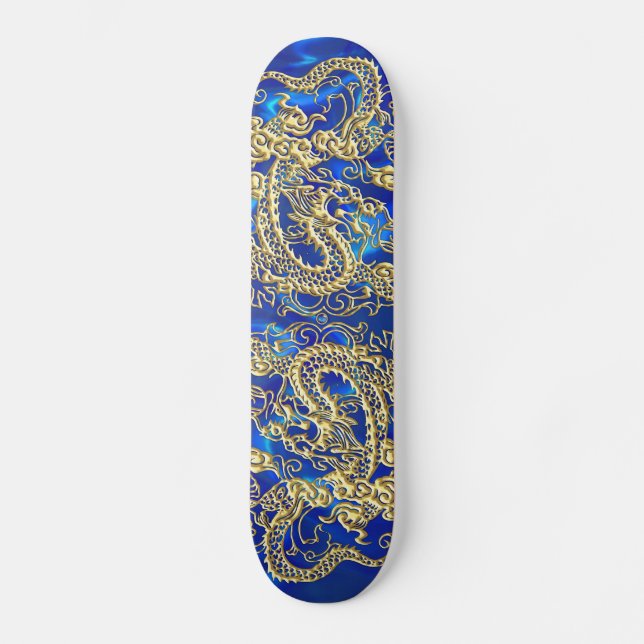Skateboard Skyboard Gold Dragon Blue Satin Lush (Anverso)