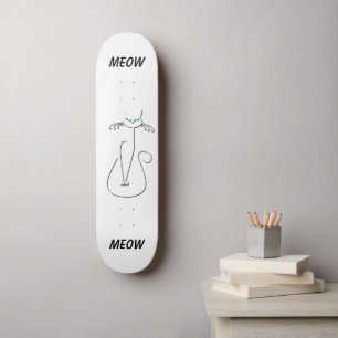 Skateboard Slinky Black Cat Meow Meow Personalizado Textos Oj