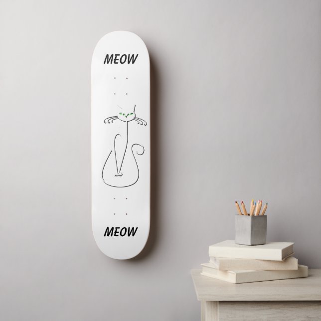 Skateboard Slinky Black Cat Meow Meow Personalizado Textos Oj (Arte de la pared)
