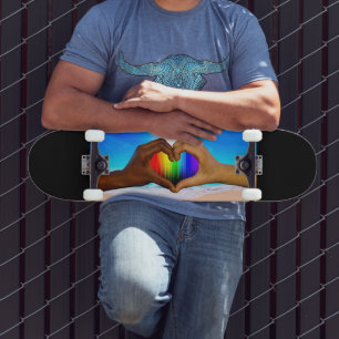 Skateboard SlipperyJoe gradiente de corazón de arcoíris vívid