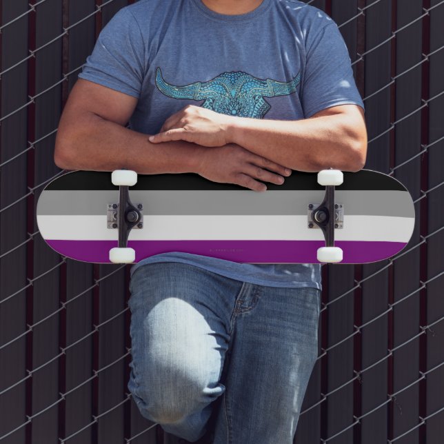 Skateboard SlipperyJoe's asexual pride flag emphasizing inclu (Exterior 3)