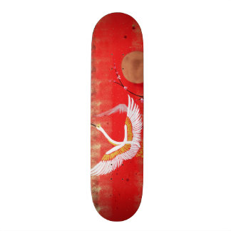 Skateboard Sol de grulla japonesa pintura roja sakura