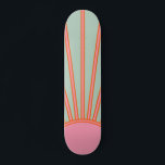 Skateboard Sol Sunrise Verde Y Rosa Resumen Retro Sunshine<br><div class="desc">Impresión solar - Aqua / verde azulado / verde y rosa - Sunshine,  Resumen moderno Amanecer geométrico.</div>