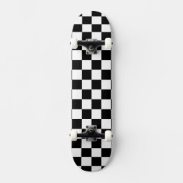 Skateboard Solid White with Black Square Style