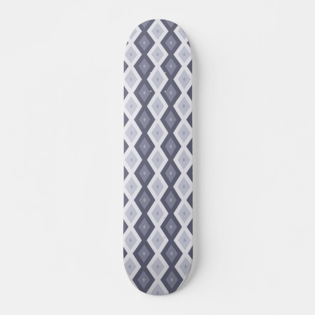 Skateboard Sombras de patrón de diamante gris azul (Anverso )