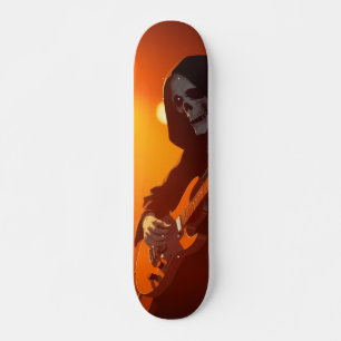 Skateboard Sombrío con guitarra