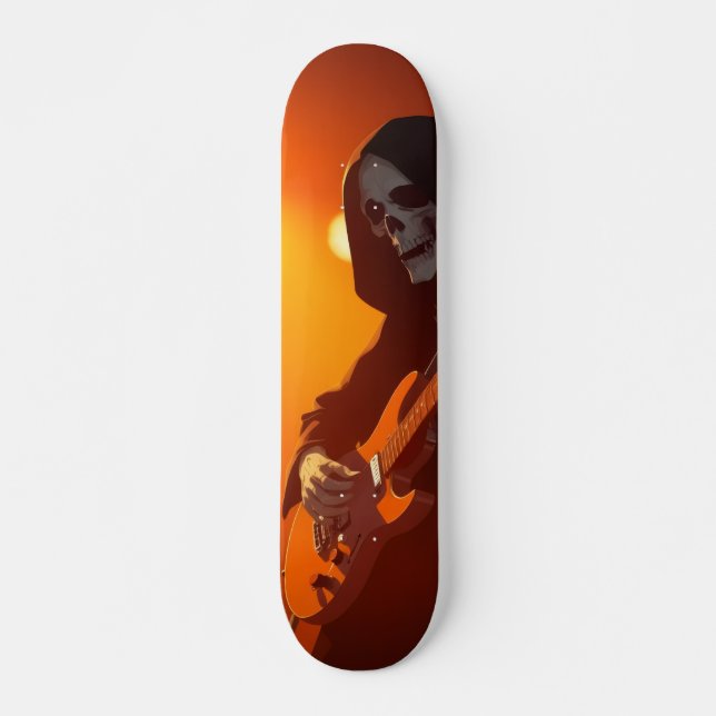 Skateboard Sombrío con guitarra (Anverso )