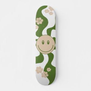 Skateboard Sonríe en Blanco, Arena y Verde Palma