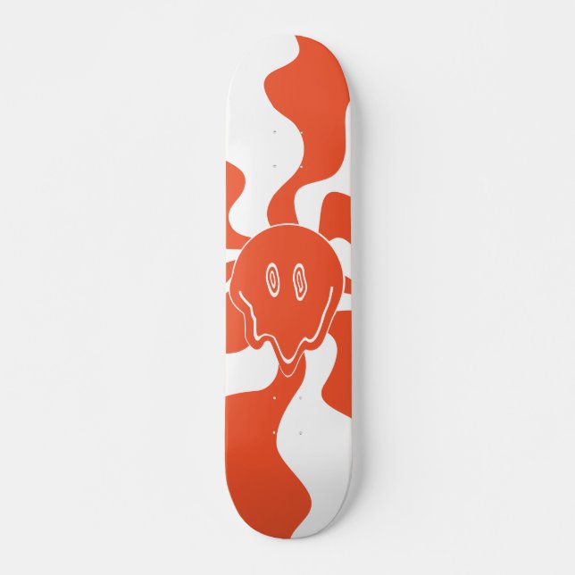 Skateboard Sonríe en Naranja y blanco (Anverso )