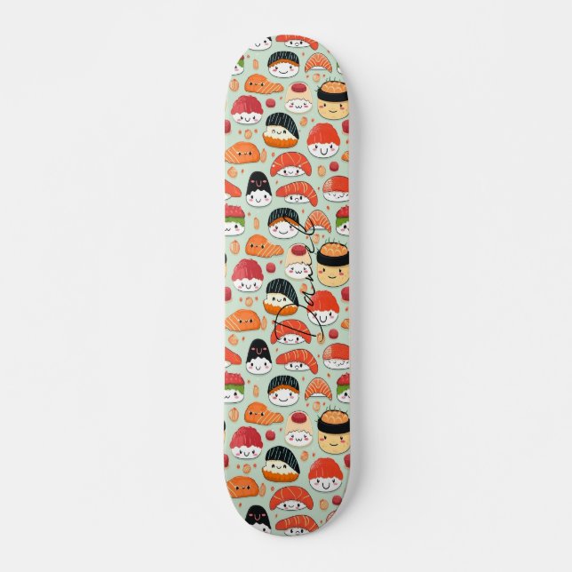 Skateboard Sonríe Nigiri Sushi Patrón de Comida Personalizado (Anverso )