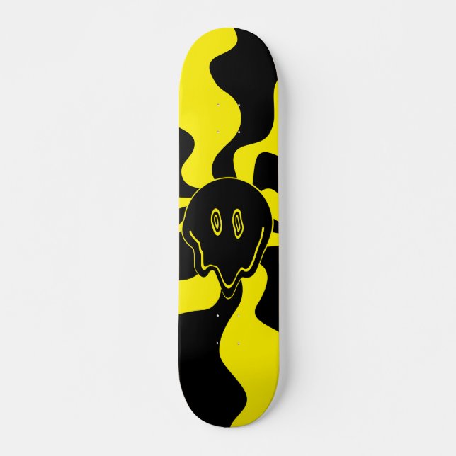 Skateboard Sonrisa Funde Retro Negro y Amarillo (Anverso )