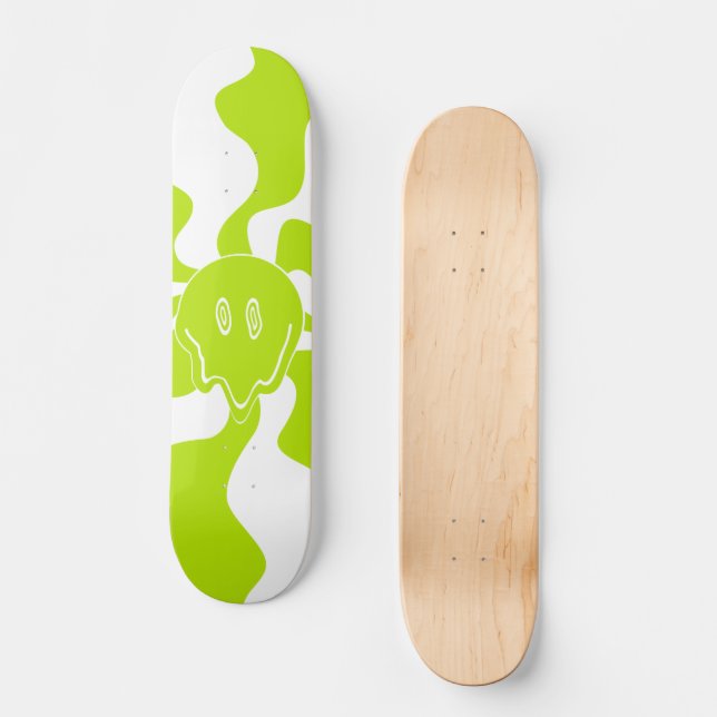 Skateboard Sonrisa Melt - Verde animado y blanco (Anverso)