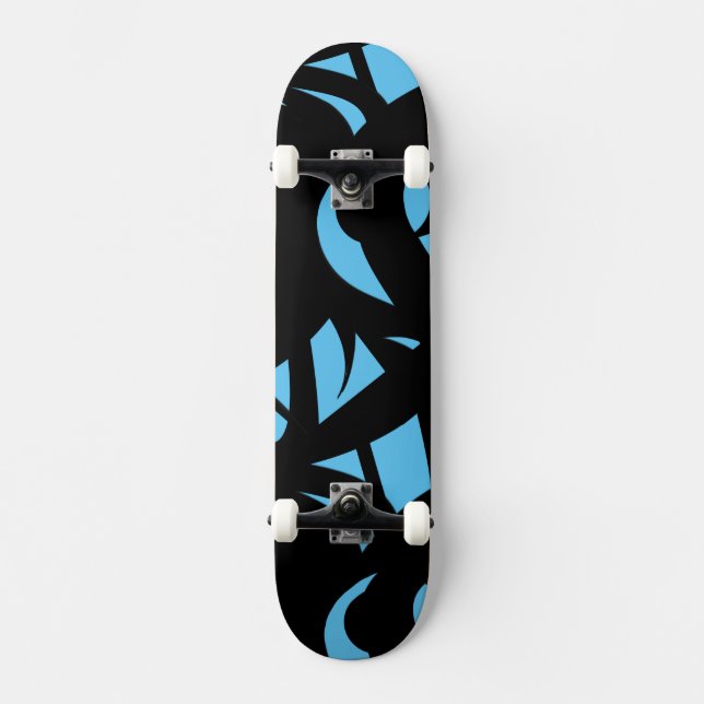 Skateboard Sorprendente arte moderno azul / negro (Anverso)