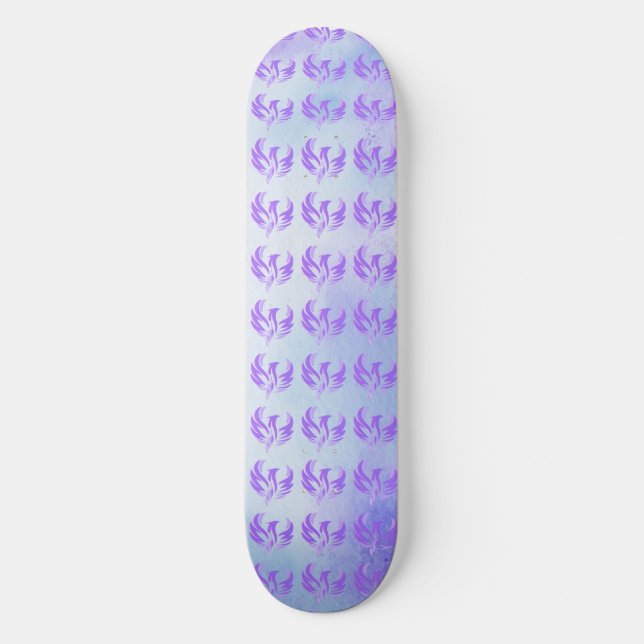 Skateboard Soy Pájaro de Fuego Llama Violeta - Fondo Violeta  (Anverso)