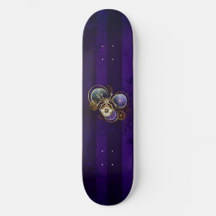 Skateboard Spider Steampunk sobre fondo morado