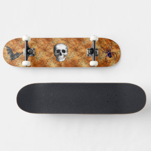 Skateboard Spooky Spider Web, Spider, Bat and Skull