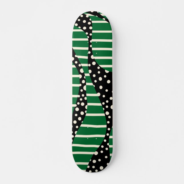 Skateboard Spots and Stripes 2 - Verde, crema y negro (Anverso )