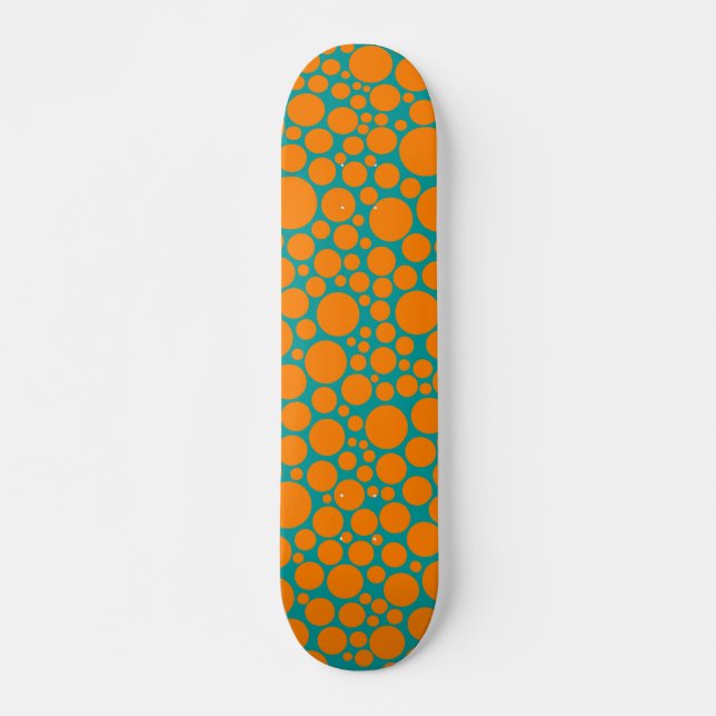 Skateboard Spotty - Naranja en Verde azulado (Anverso )