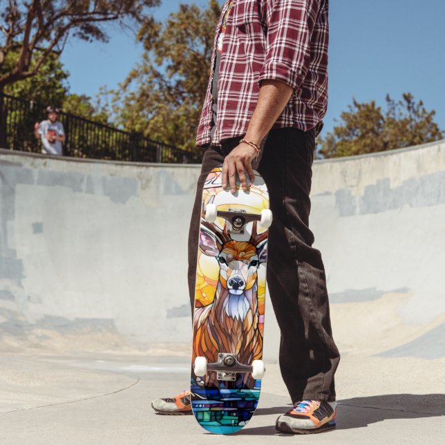 Skateboard Stained Glass Deer (Exterior 2)