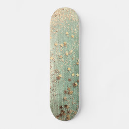 Skateboard Stardust de oro en Sea Green