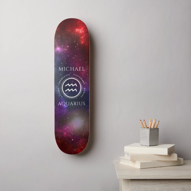 Skateboard Starfield Aquarius Water Bearer Western Zodiac (Arte de la pared)