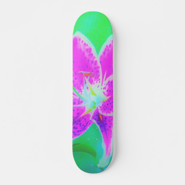 Skateboard Stargazer rosa caliente Lily sobre Turquesa y Verd (Anverso )