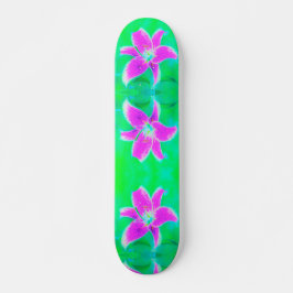 Skateboard Stargazer rosa caliente Lily sobre Turquesa y Verd