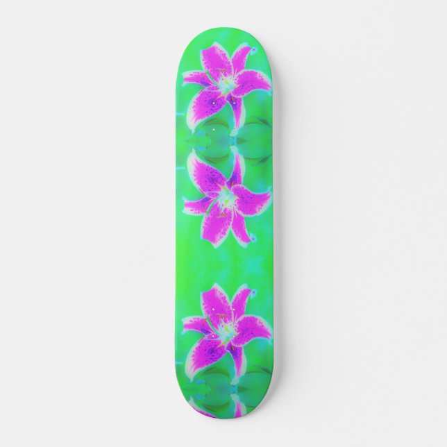 Skateboard Stargazer rosa caliente Lily sobre Turquesa y Verd (Anverso )