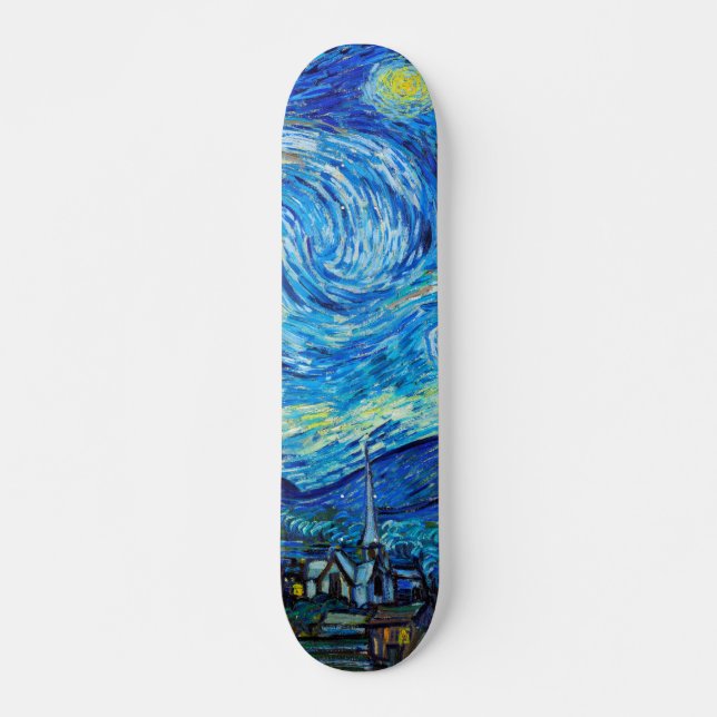 Skateboard Starry Nigh Van Gogh Pintura de arte vibrante (Anverso )