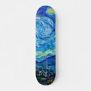 Skateboard Starry Nigh Van Gogh Pintura vibrante arte