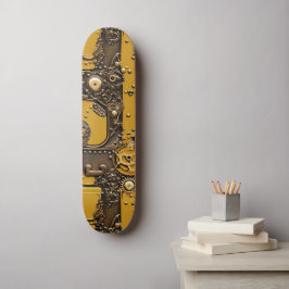 Skateboard Steampunk Book Industrial Yellow