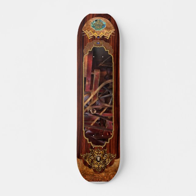 Skateboard Steampunk - Engranajes - Correas y Ruedas (Anverso )